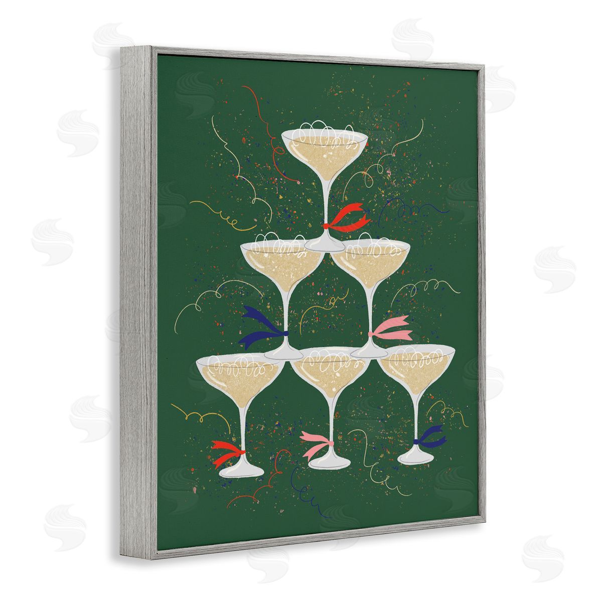 Celebration Drinks Tower Grey Frame Print Wall Art, Home Decor by Kristina Hultkrantz