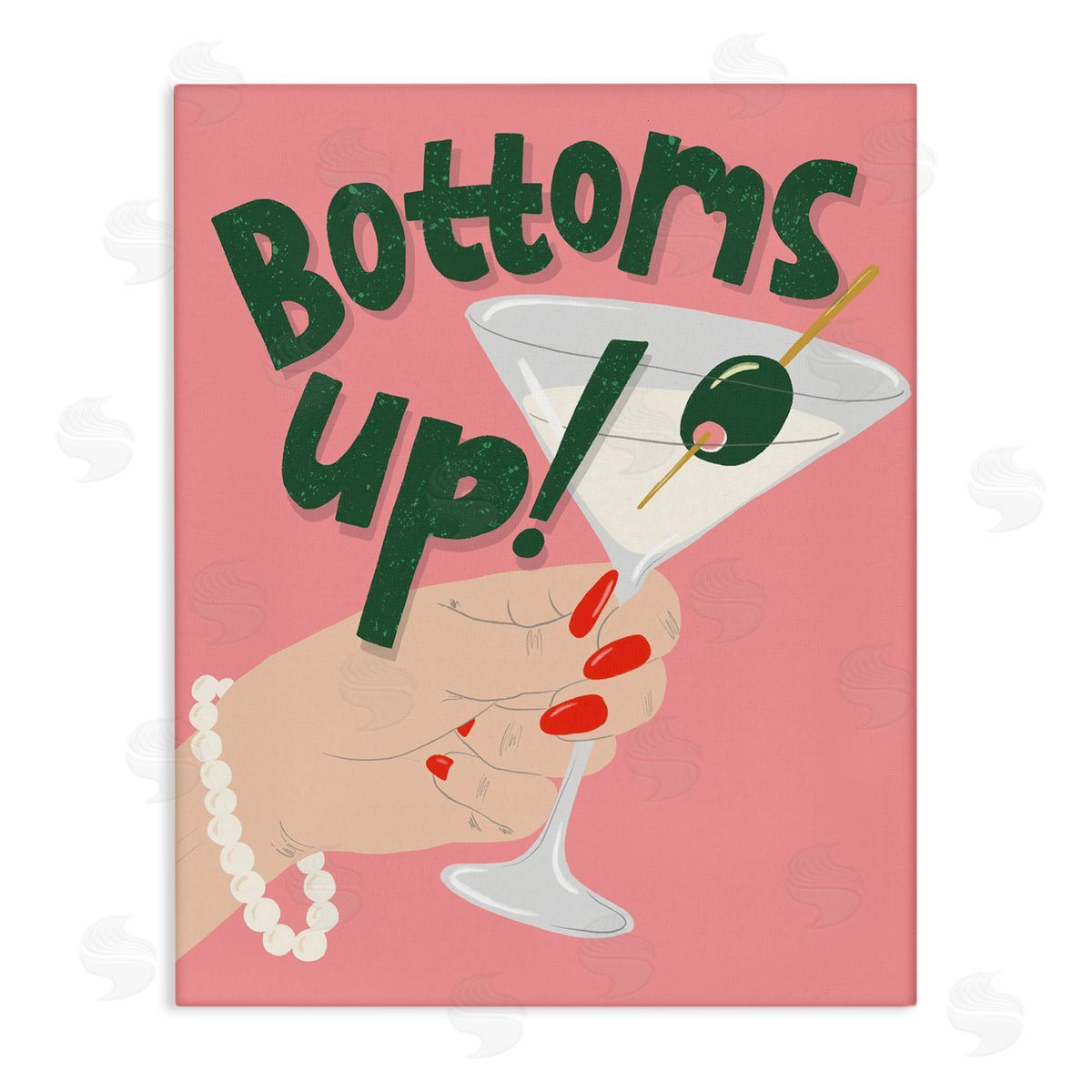 Bottoms Up with Martini Canvas Wall Art, Home Decor by Kristina Hultkrantz