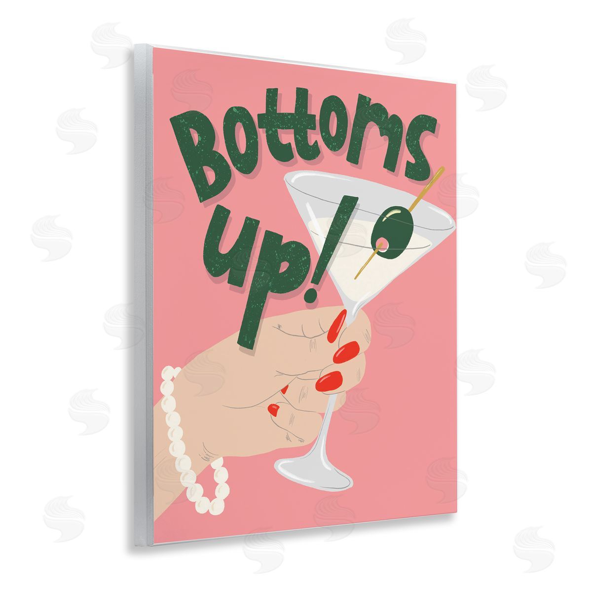 Bottoms Up with Martini Wood Plaque Wall Art, Home Decor by Kristina Hultkrantz