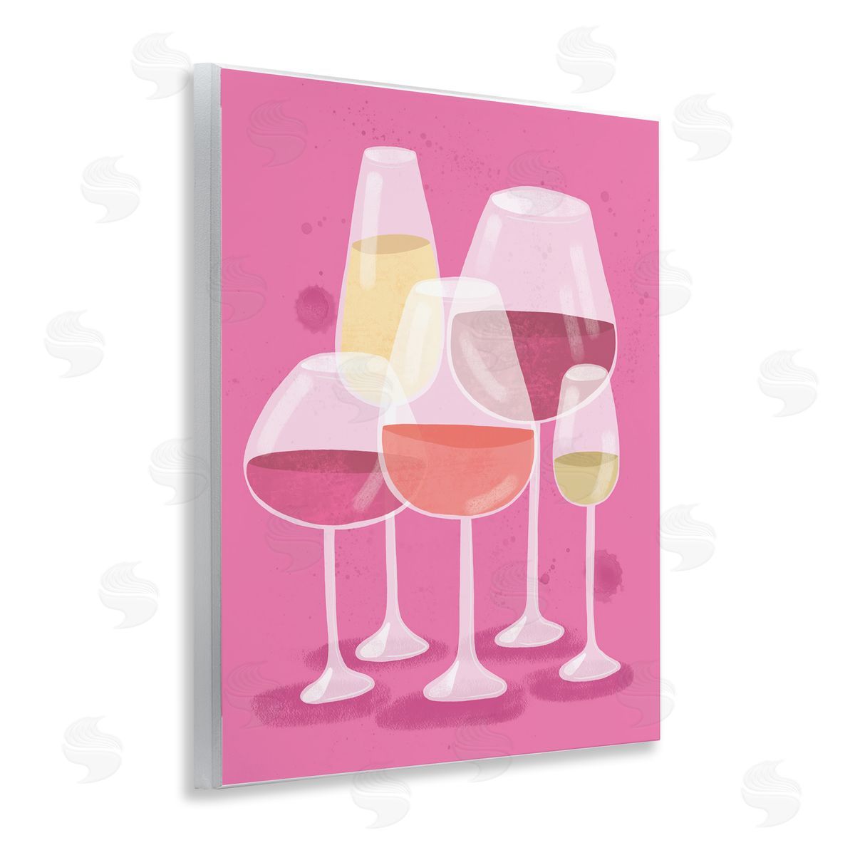 Varied Wine Glasses Wood Plaque Wall Art, Home Decor by Kristina Hultkrantz
