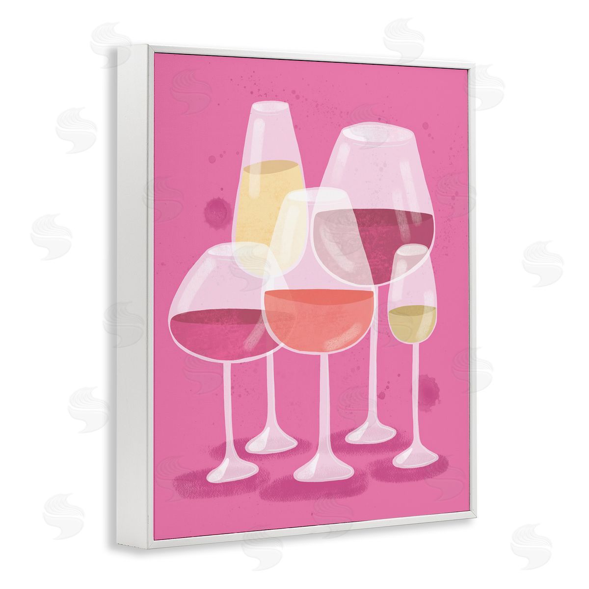 Varied Wine Glasses White Frame Print Wall Art, Home Decor by Kristina Hultkrantz