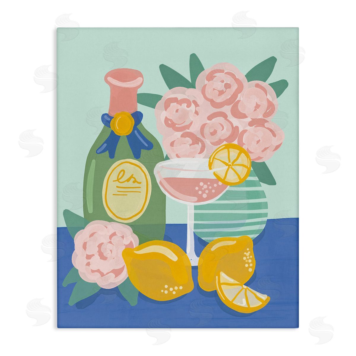 Lemons & Drinks Still Life Canvas Wall Art, Home Decor by Kristina Hultkrantz