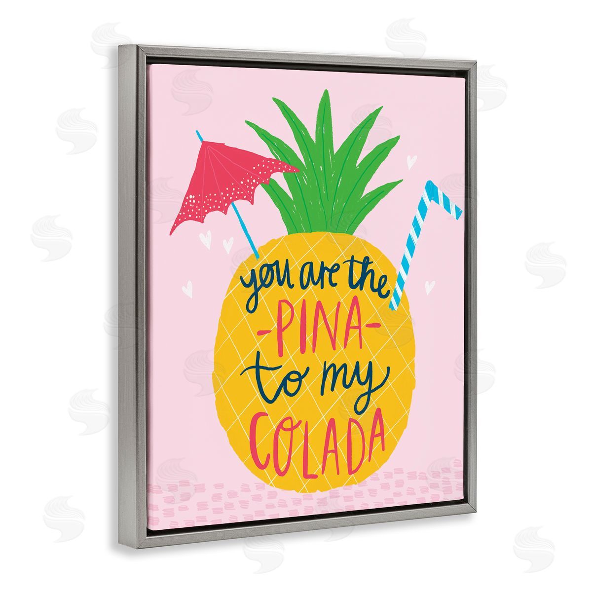 Pina To My Colada Grey Floating Frame Canvas Wall Art, Home Decor by Lisa Barlow