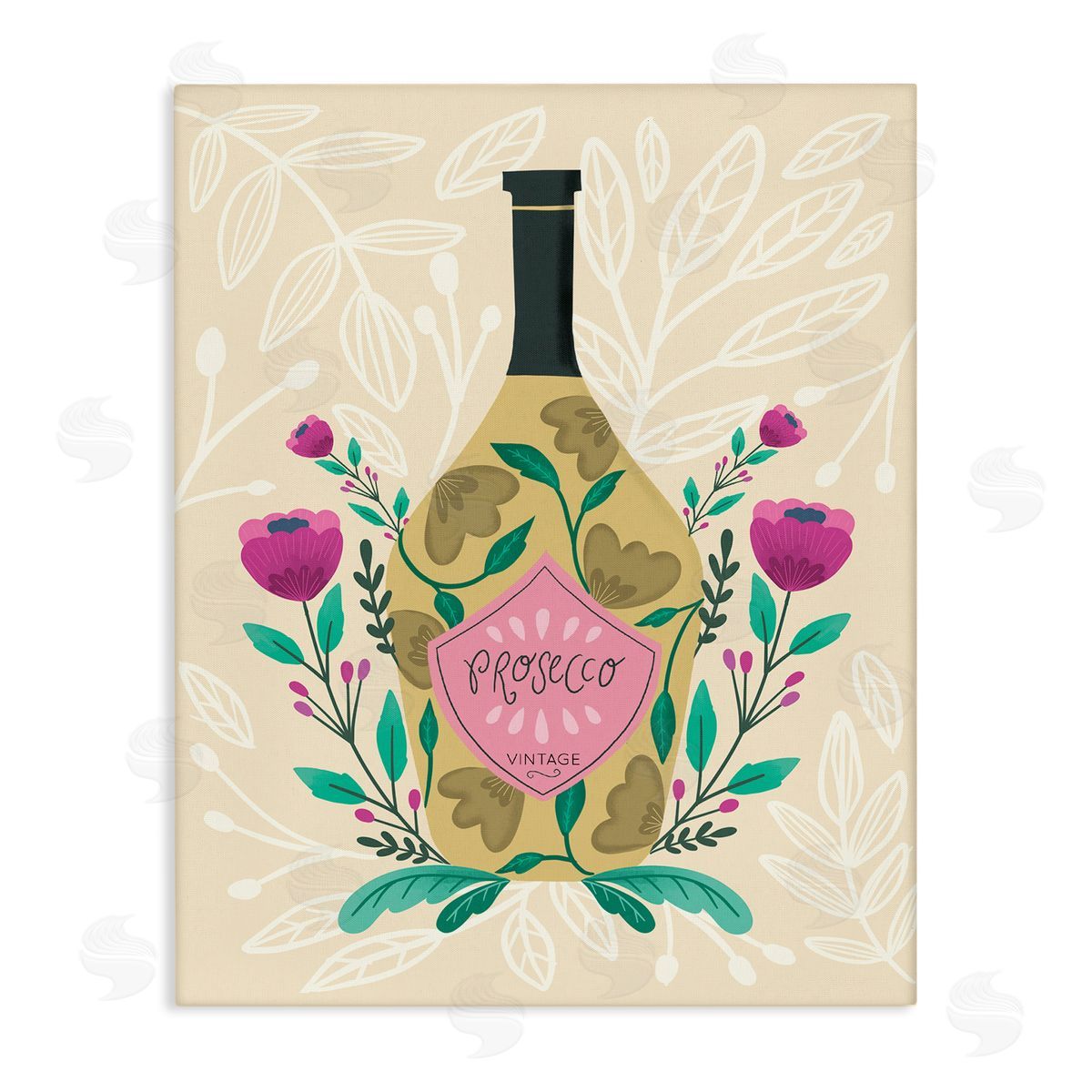 Chic Floral Alcohol Bottle Canvas Wall Art, Home Decor by Louise Allen Designs