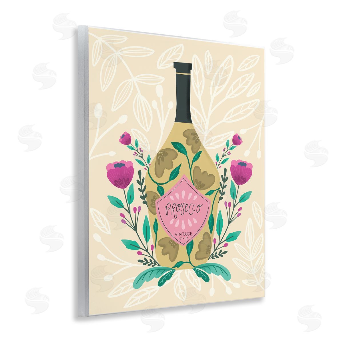 Chic Floral Alcohol Bottle Wood Plaque Wall Art, Home Decor by Louise Allen Designs