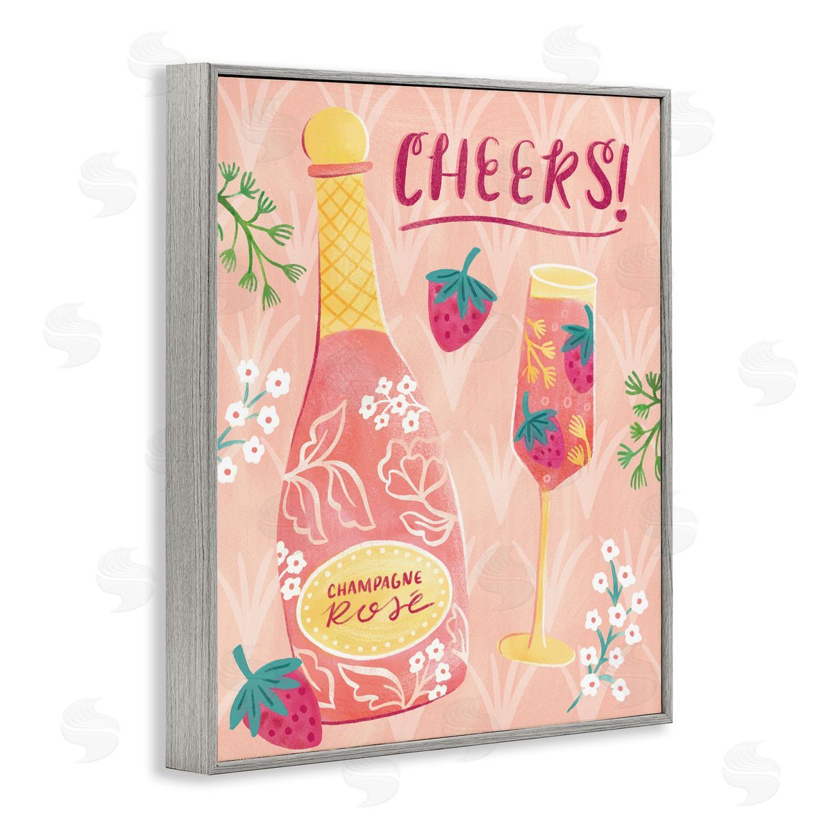 Floral Rose Champagne Grey Frame Print Wall Art, Home Decor by Natalie Miles
