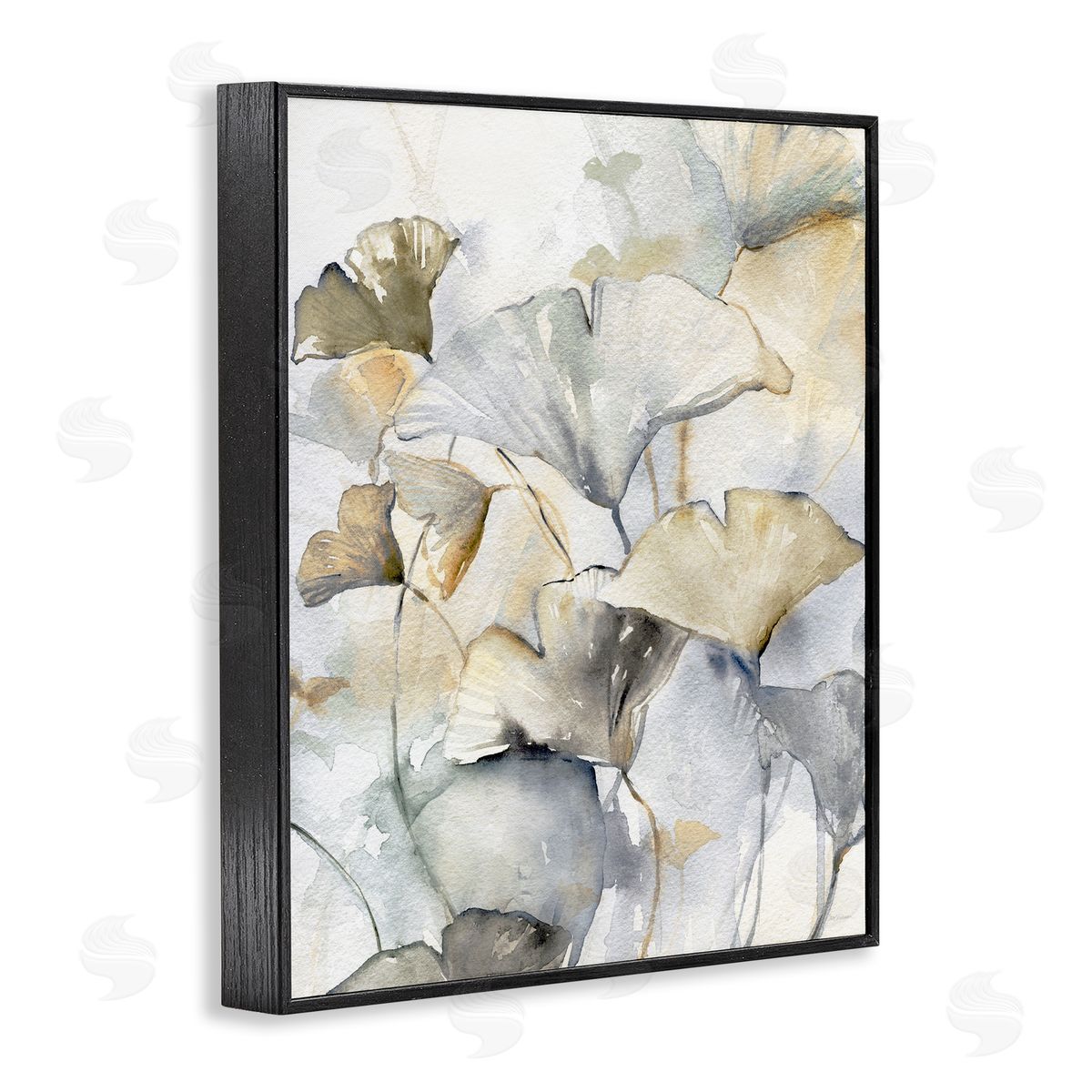Abstract Gingko Leaves Black Frame Print Wall Art, Home Decor by Carol Robinson