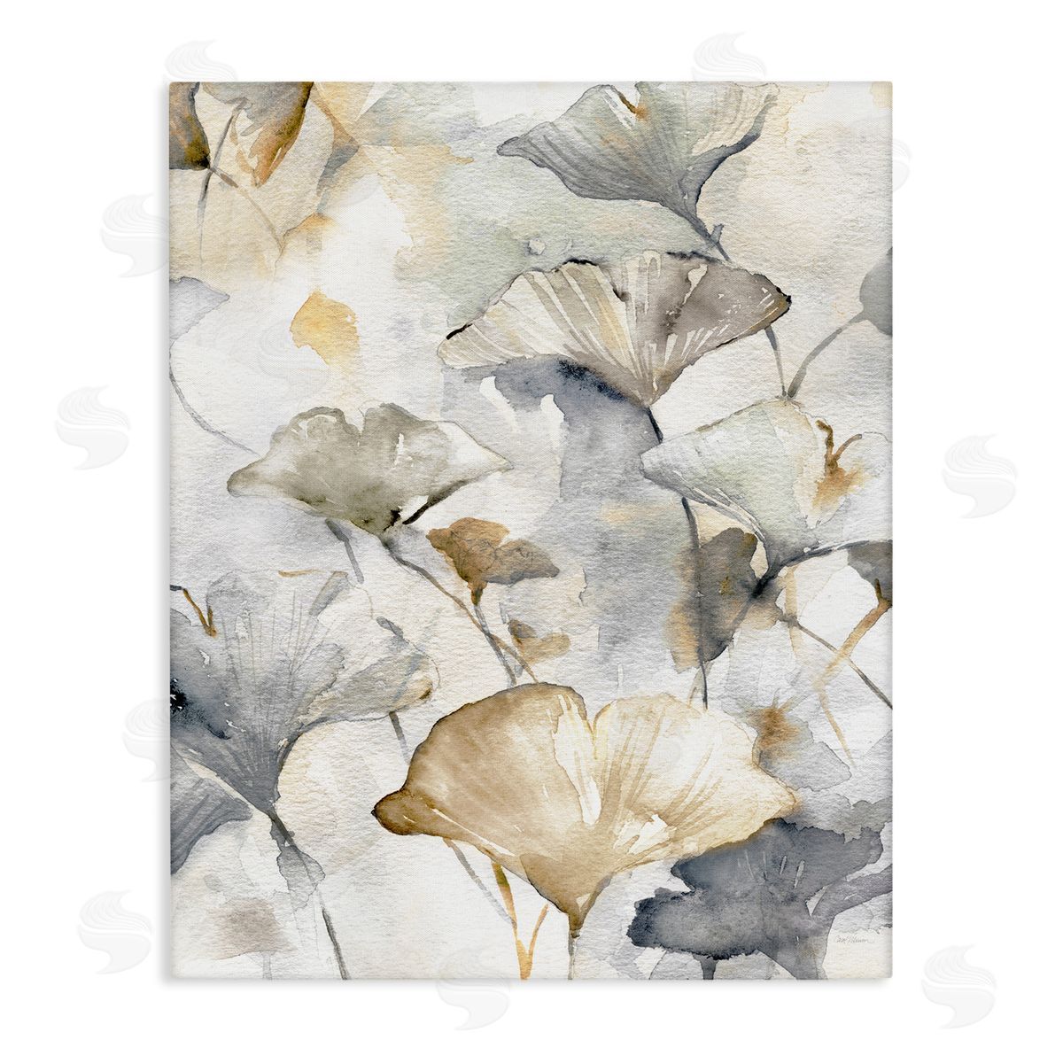 Beige & Grey Gingkoes Canvas Wall Art, Home Decor by Carol Robinson