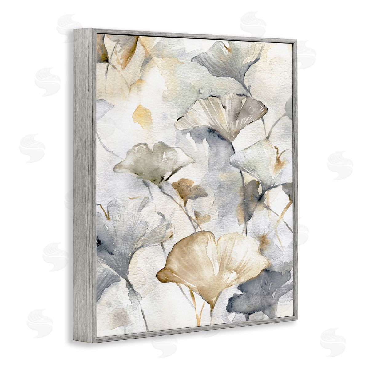 Beige & Grey Gingkoes Grey Frame Print Wall Art, Home Decor by Carol Robinson