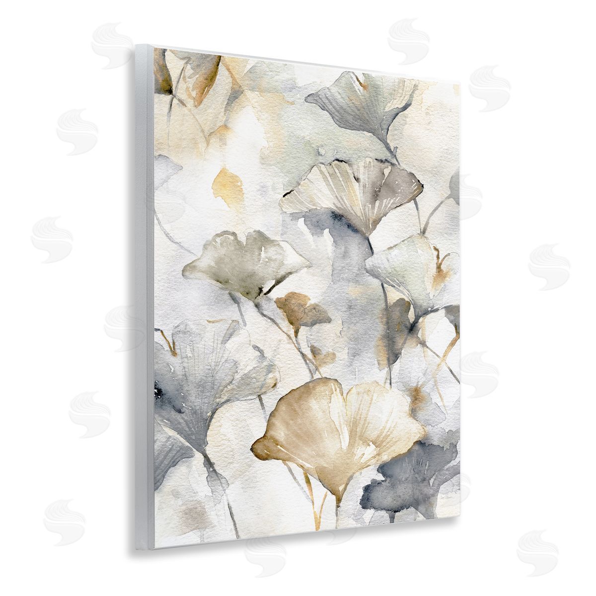 Beige & Grey Gingkoes Wood Plaque Wall Art, Home Decor by Carol Robinson