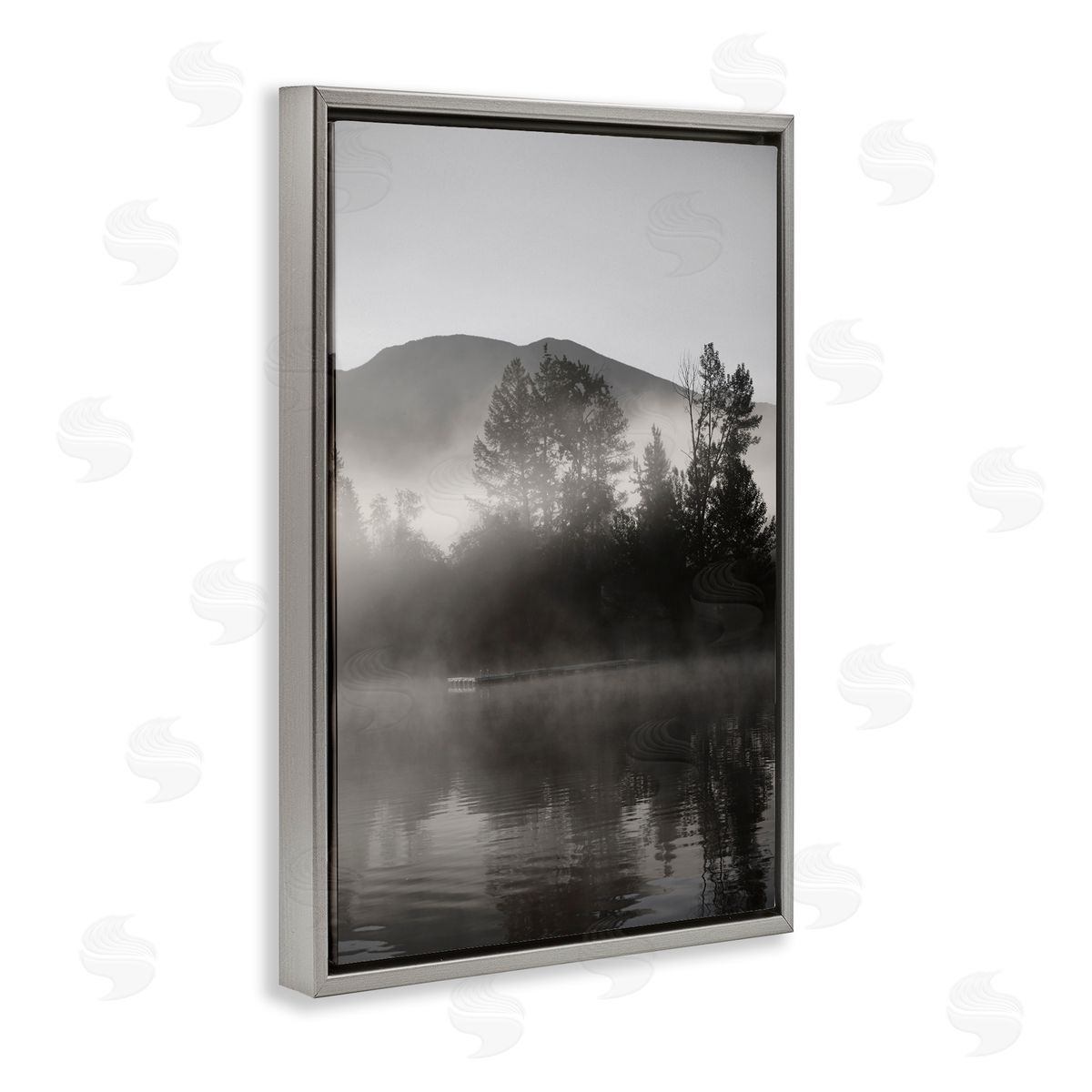 Soothing Lake Ripples Grey Floating Frame Canvas Wall Art, Home Decor by Carol Robinson