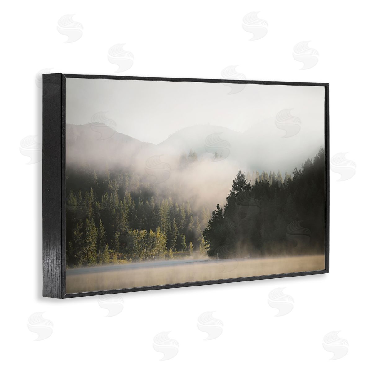 Rolling Fog Woodland View Black Frame Print Wall Art, Home Decor by Carol Robinson
