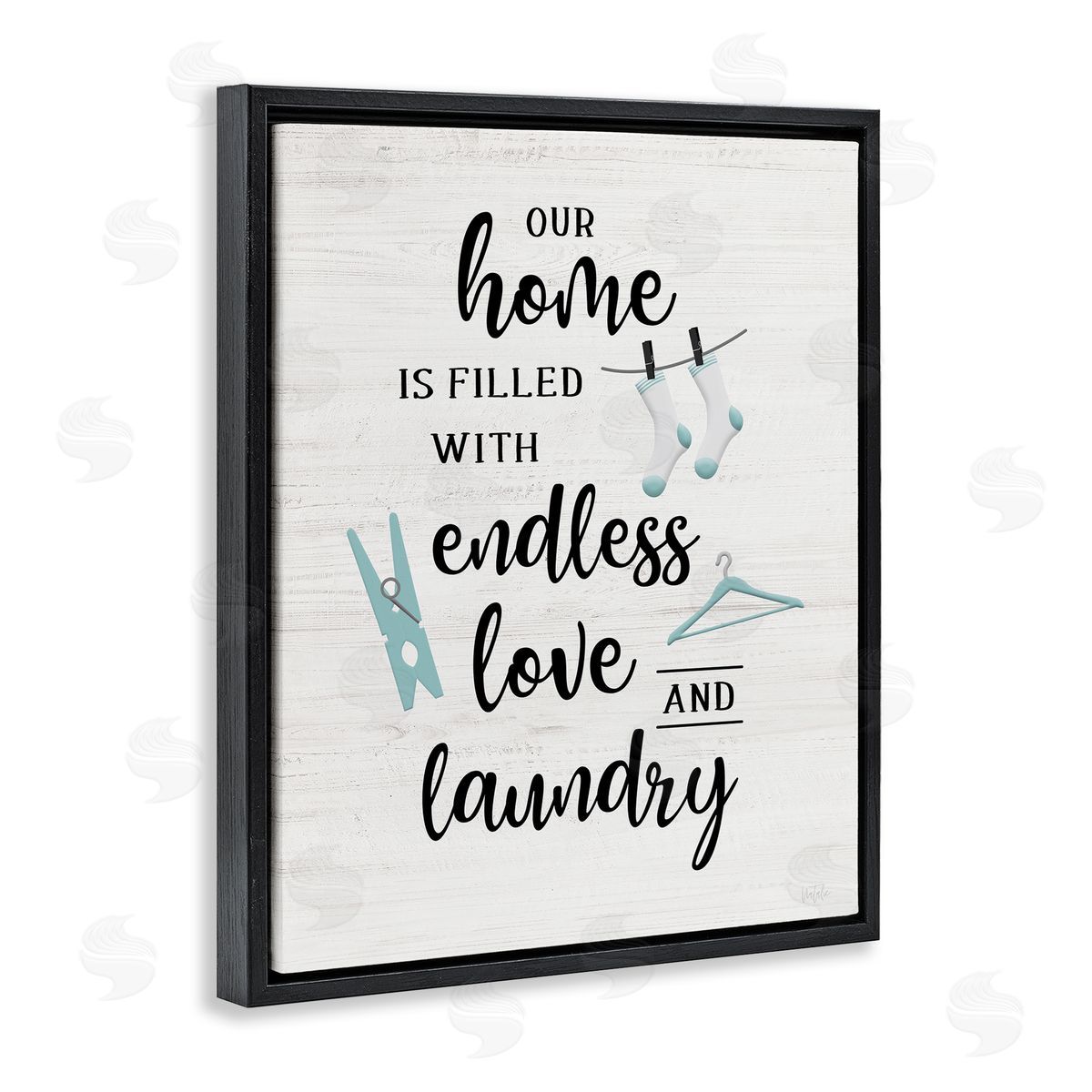Cursive Love & Laundry Black Floating Frame Canvas Wall Art, Home Decor by Natalie Carpentieri