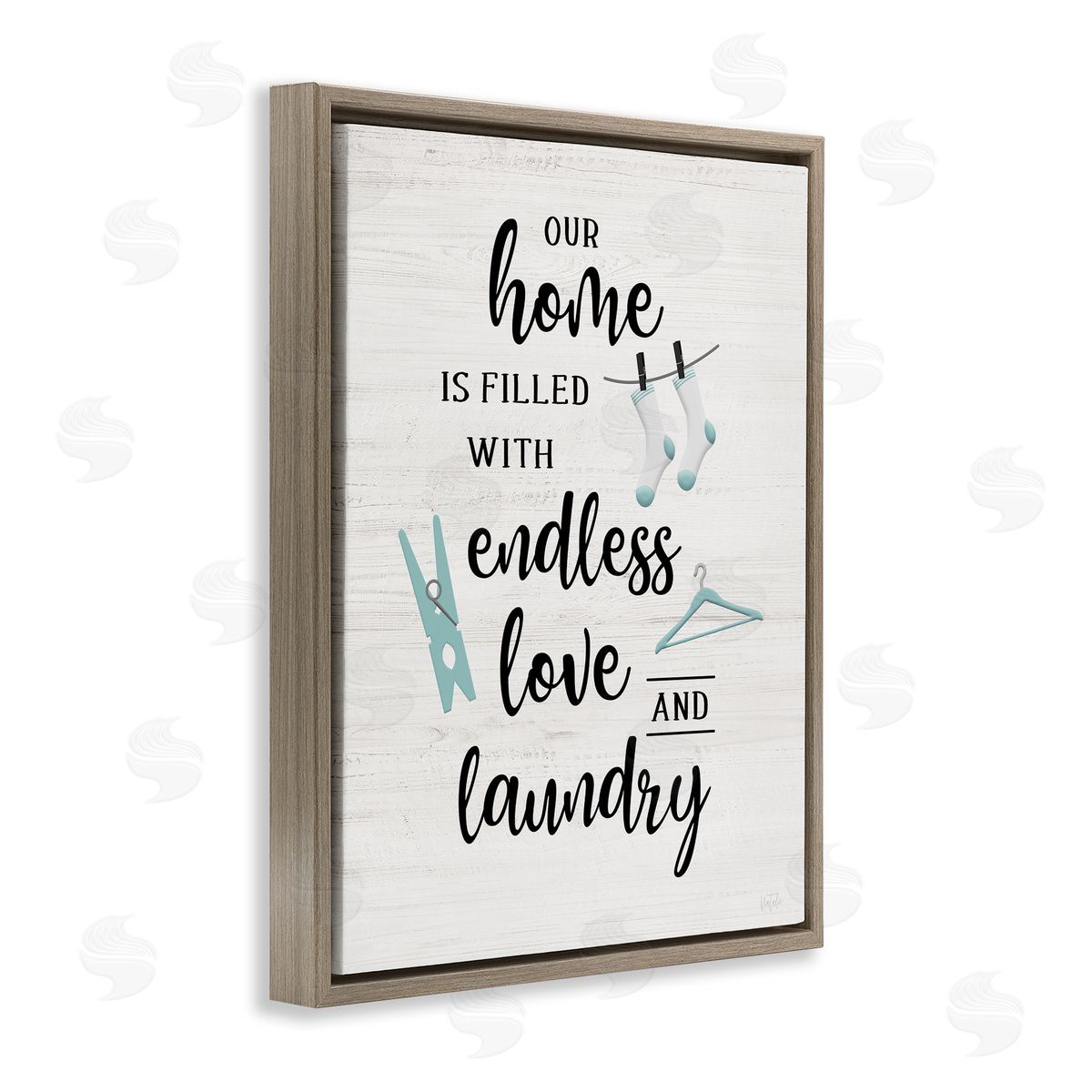 Cursive Love & Laundry Brown Floating Frame Canvas Wall Art, Home Decor by Natalie Carpentieri