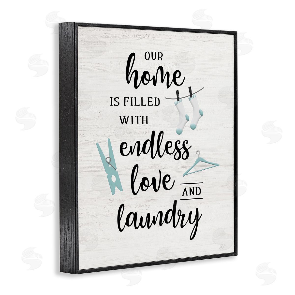 Cursive Love & Laundry Black Frame Print Wall Art, Home Decor by Natalie Carpentieri