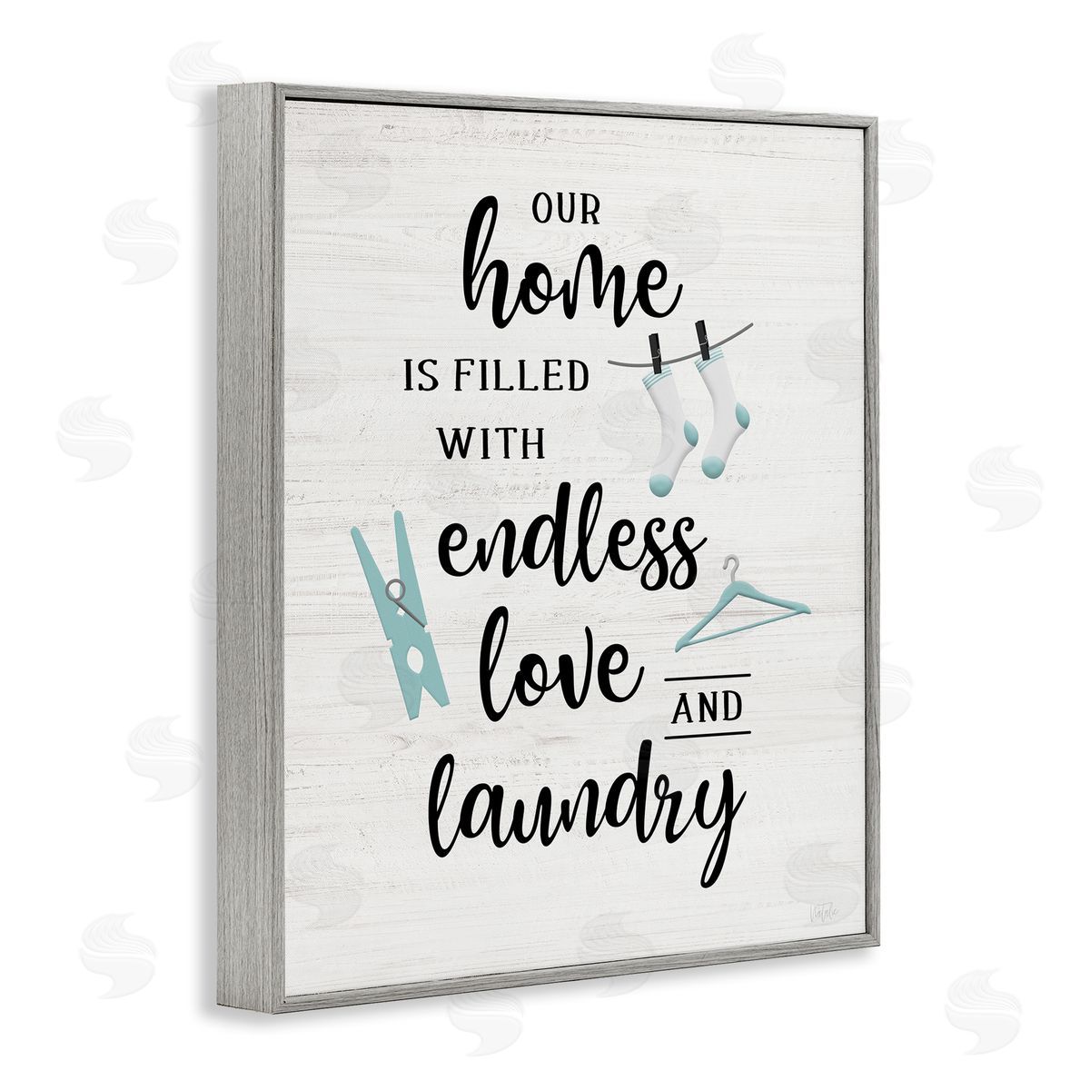Cursive Love & Laundry Grey Frame Print Wall Art, Home Decor by Natalie Carpentieri