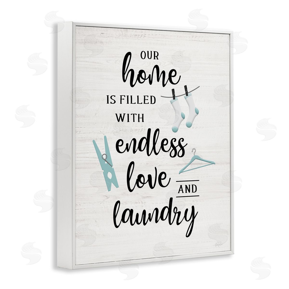 Cursive Love & Laundry White Frame Print Wall Art, Home Decor by Natalie Carpentieri