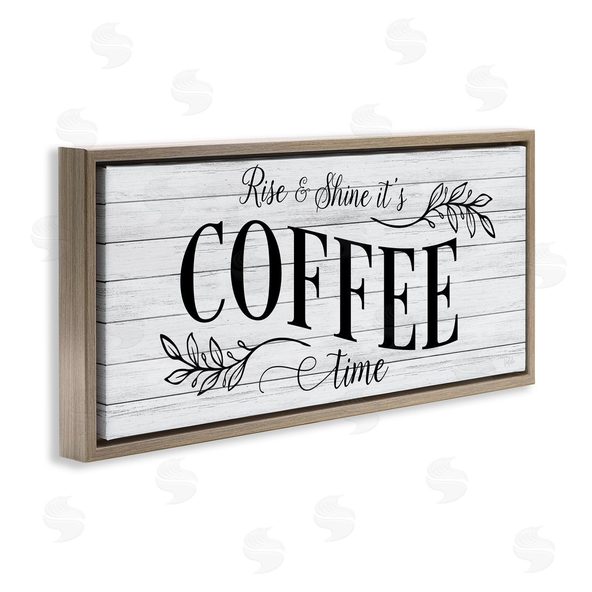 Rise & Shine Coffee Time Brown Floating Frame Canvas Wall Art, Home Decor by Natalie Carpentieri
