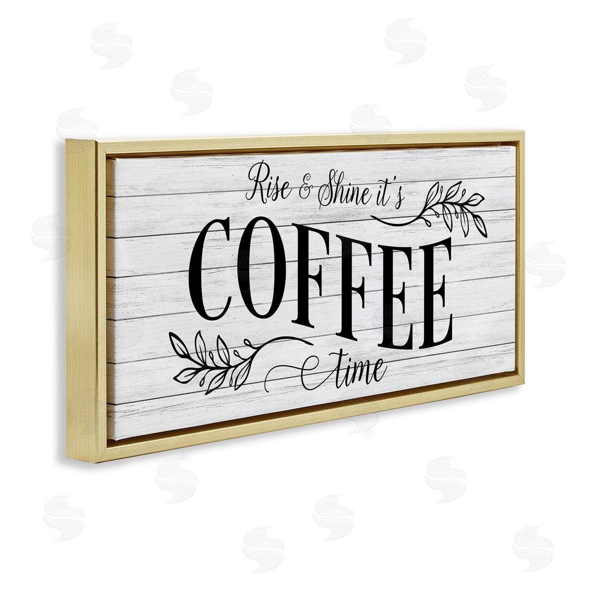 Rise & Shine Coffee Time Gold Floating Frame Canvas Wall Art, Home Decor by Natalie Carpentieri