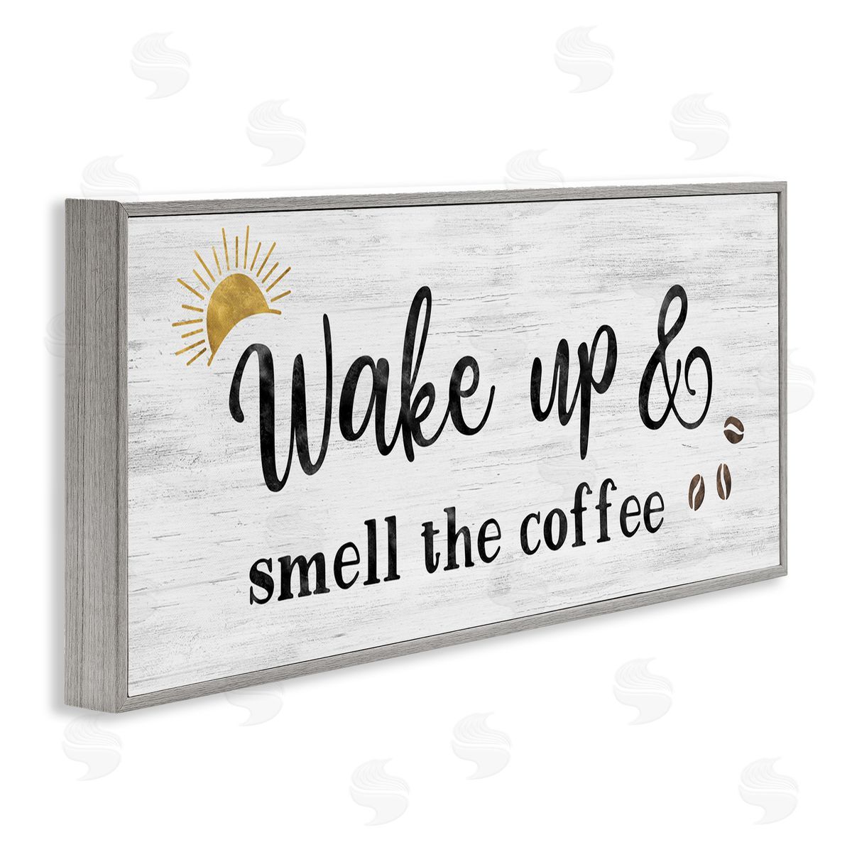 Wake up Smell Coffee Grey Frame Print Wall Art, Home Decor by Natalie Carpentieri