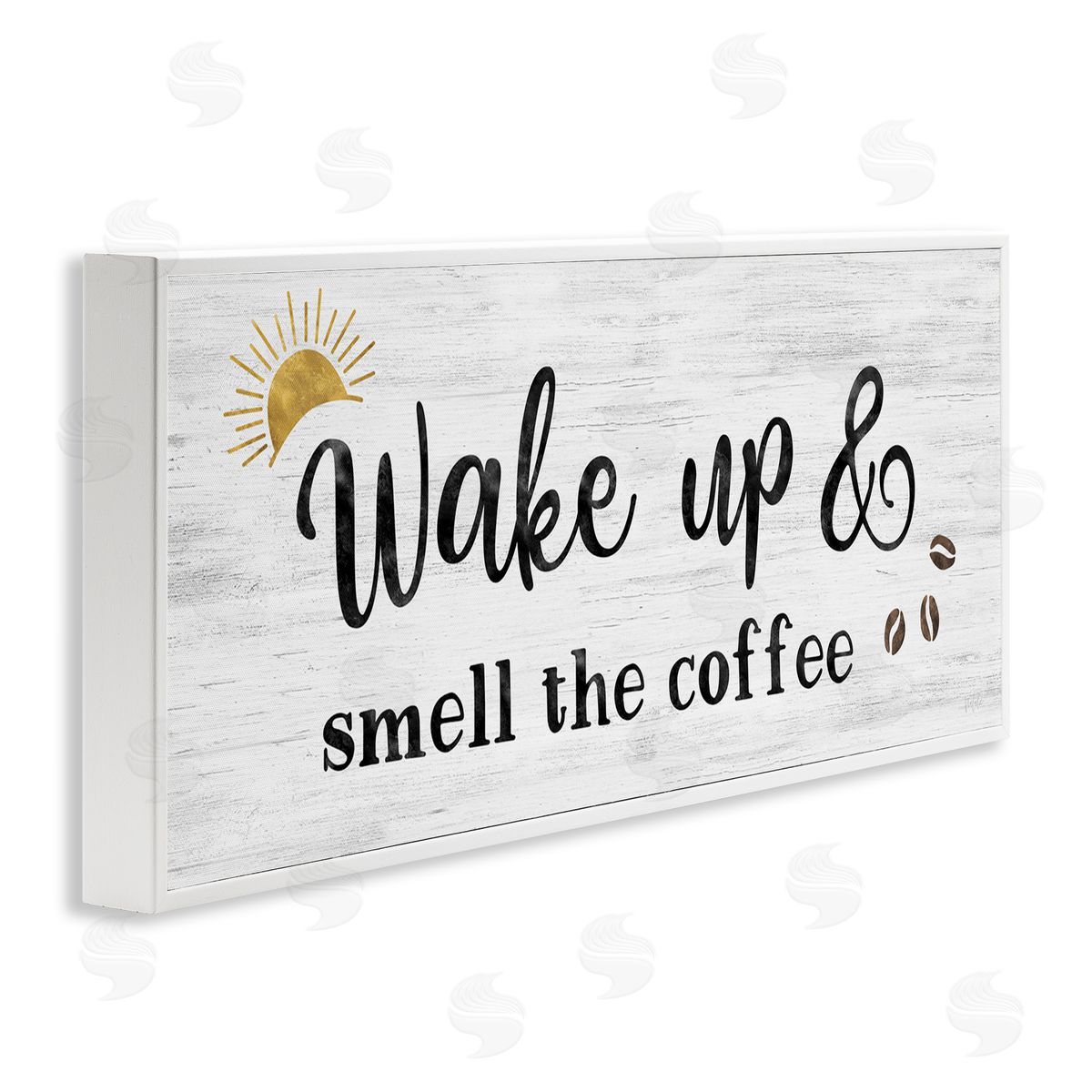 Wake up Smell Coffee White Frame Print Wall Art, Home Decor by Natalie Carpentieri