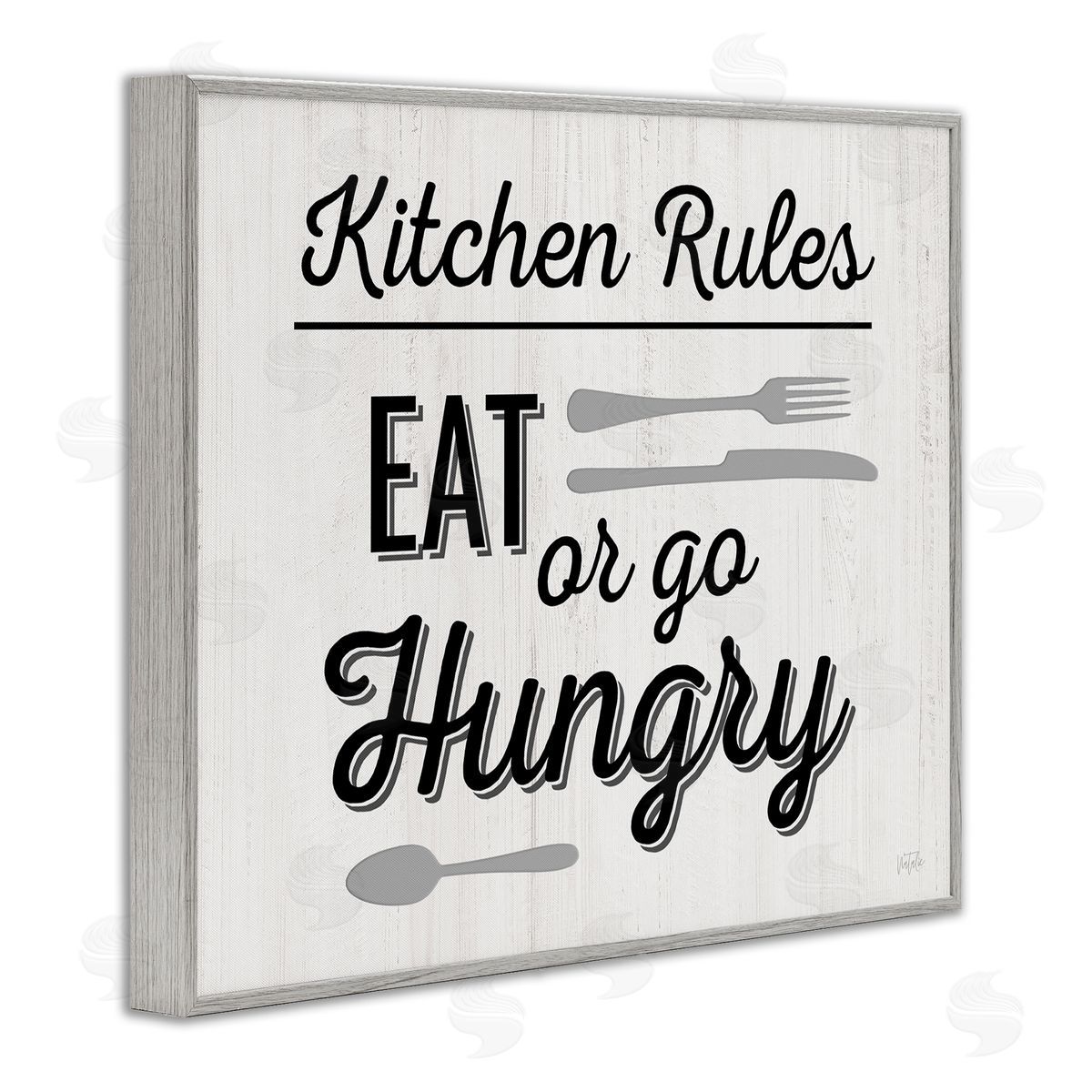 Kitchen Rules or Go Hungry Grey Frame Print Wall Art, Home Decor by Natalie Carpentieri