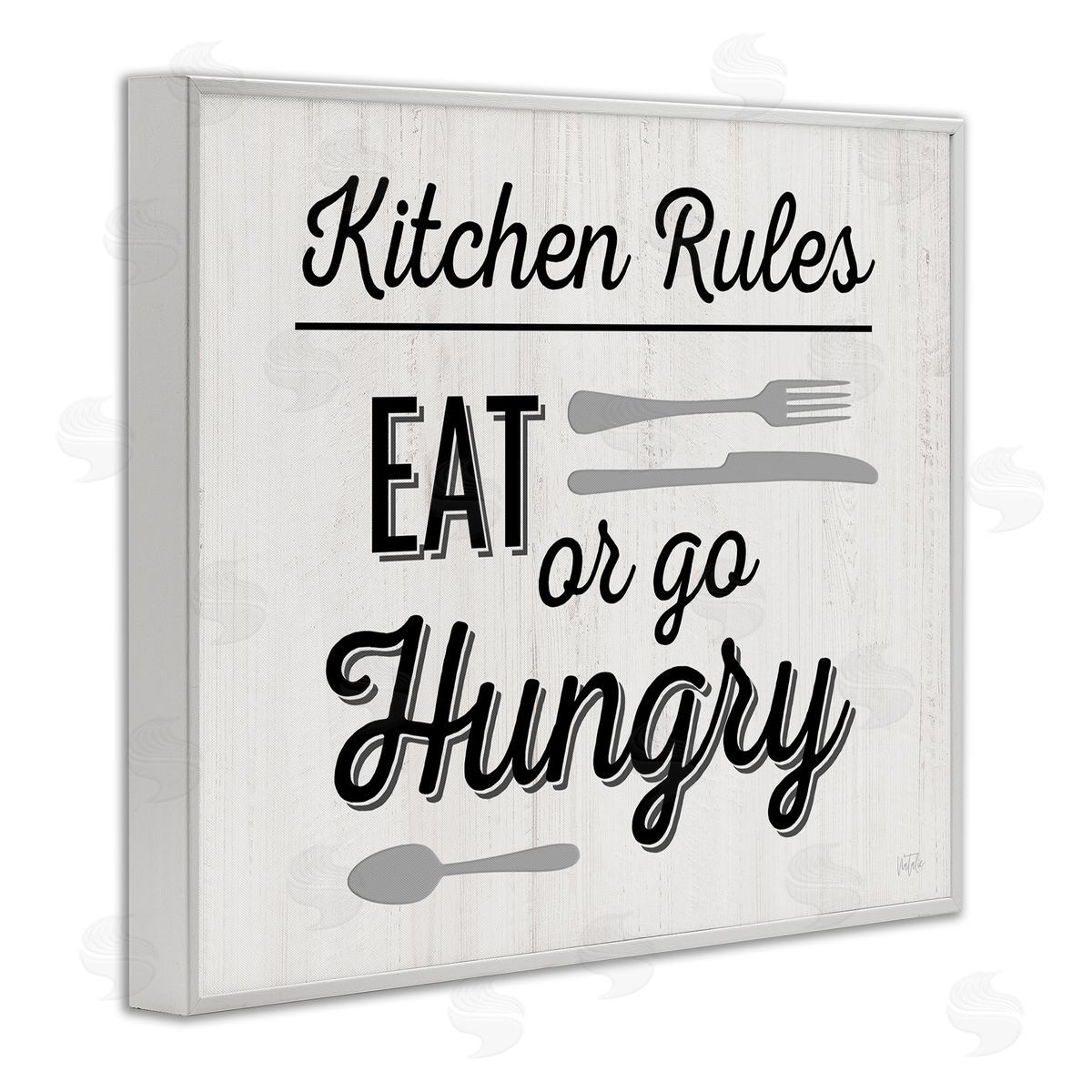 Kitchen Rules or Go Hungry White Frame Print Wall Art, Home Decor by Natalie Carpentieri