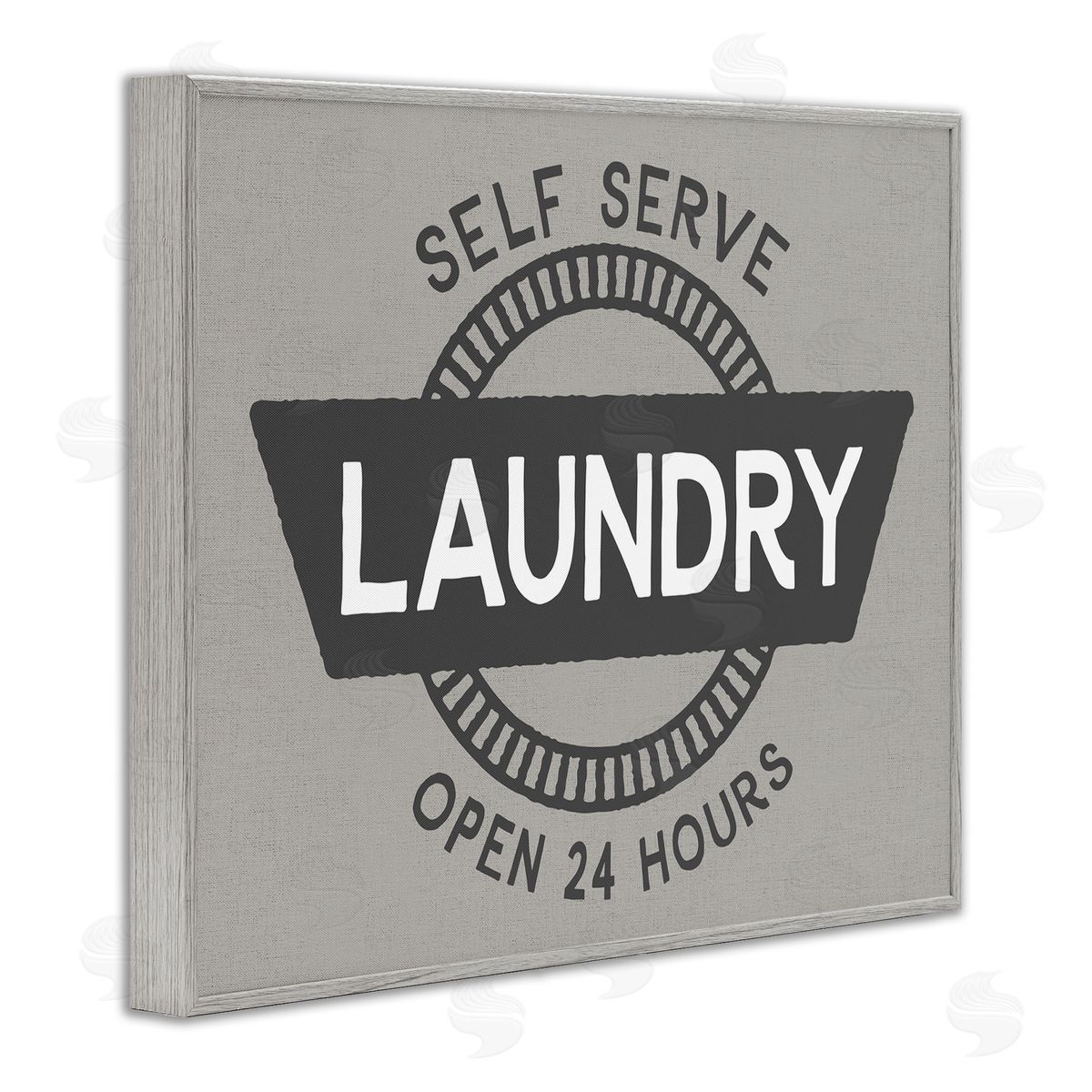 Retro Self Serve Laundry Grey Frame Print Wall Art, Home Decor by CAD Designs