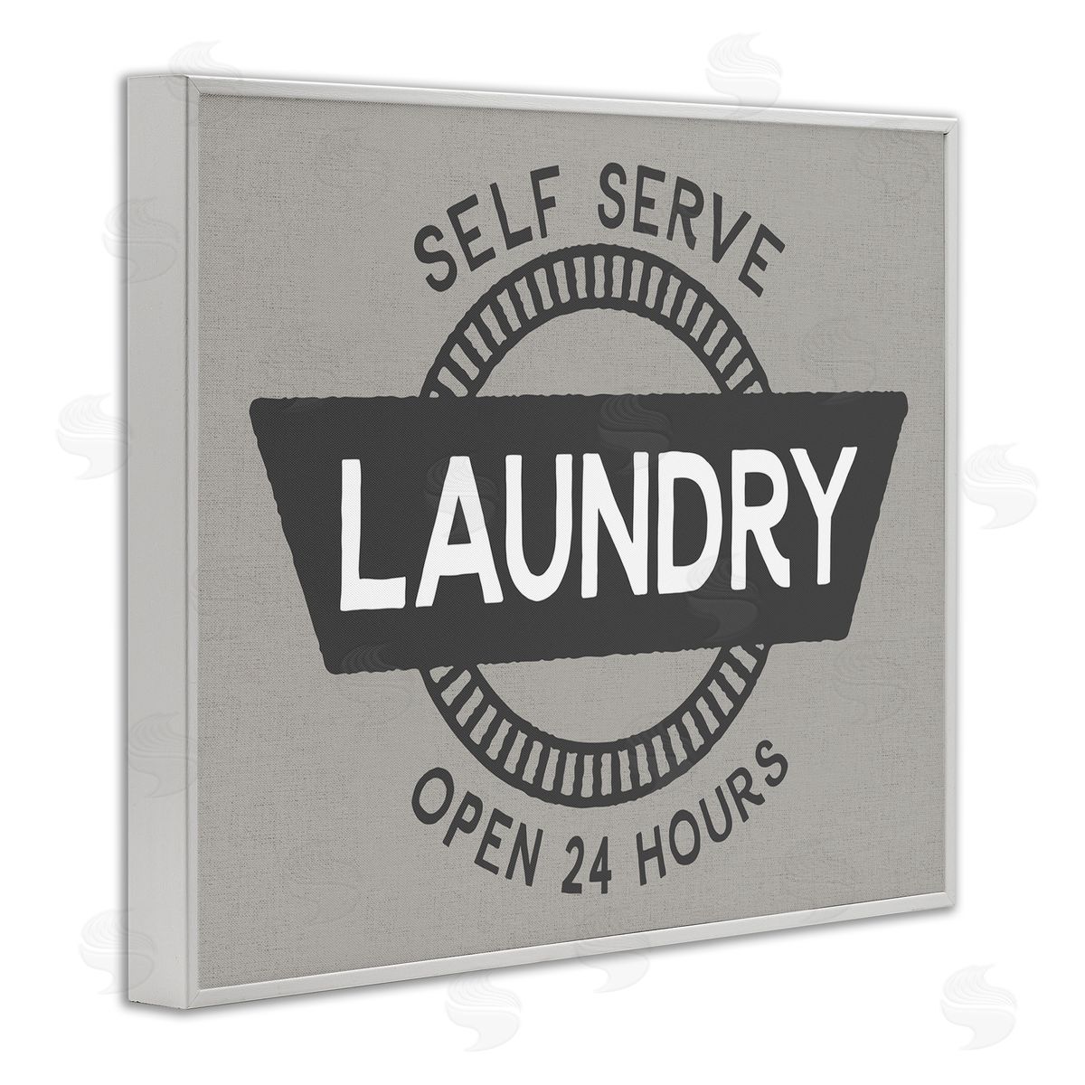 Retro Self Serve Laundry White Frame Print Wall Art, Home Decor by CAD Designs