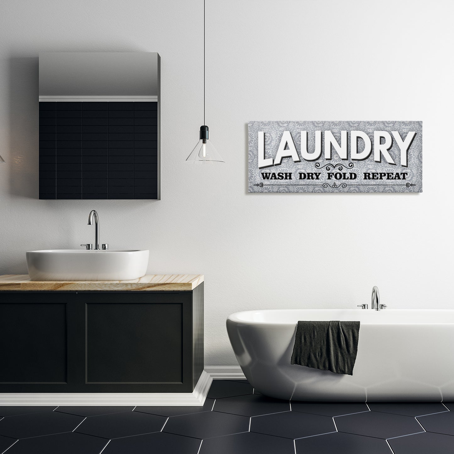 Antique Laundry Rules Canvas Wall Art in Room, Home Decor by Conrad Knutsen