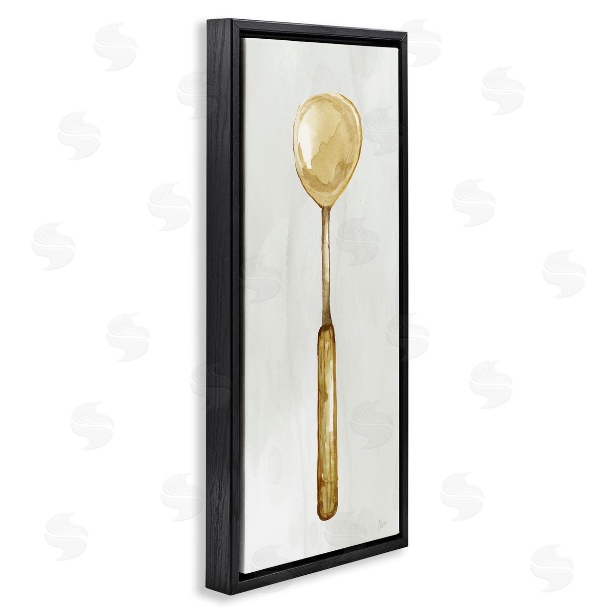Rustic Kitchen Utensil Black Floating Frame Canvas Wall Art, Home Decor by Nan
