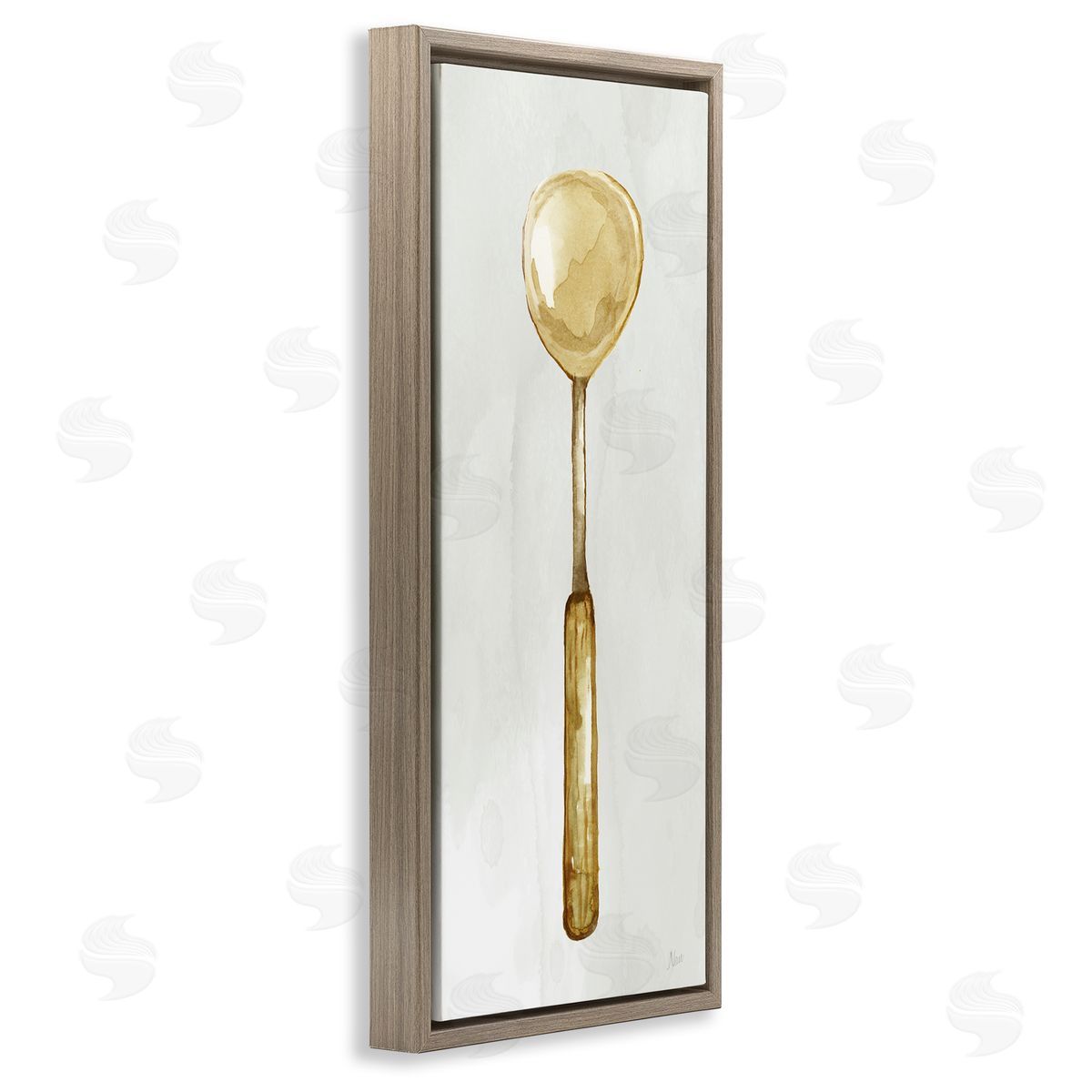 Rustic Kitchen Utensil Brown Floating Frame Canvas Wall Art, Home Decor by Nan