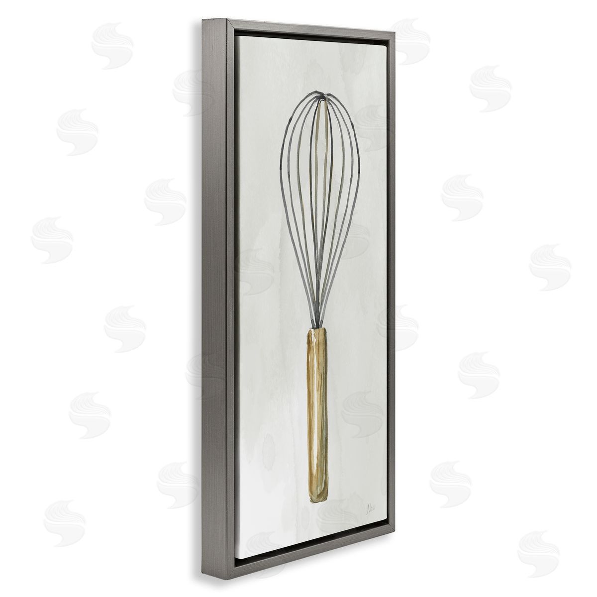 Rustic Kitchen Whisk Grey Floating Frame Canvas Wall Art, Home Decor by Nan