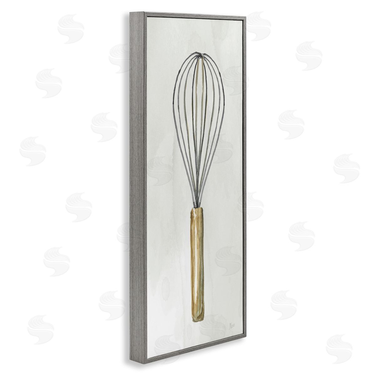 Rustic Kitchen Whisk Grey Frame Print Wall Art, Home Decor by Nan