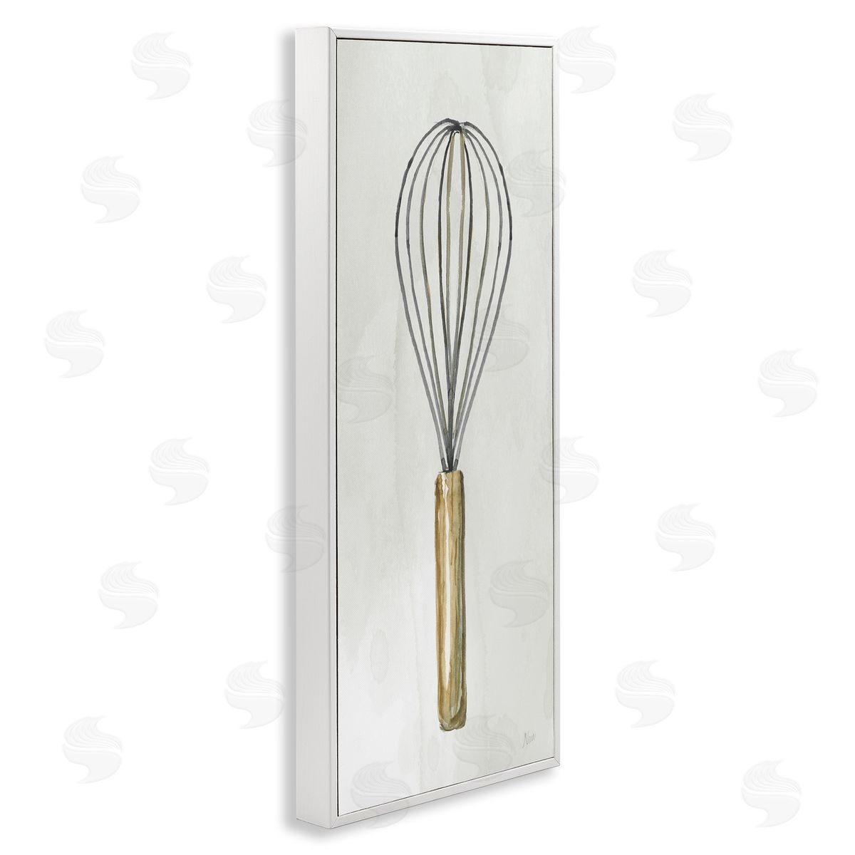 Rustic Kitchen Whisk White Frame Print Wall Art, Home Decor by Nan