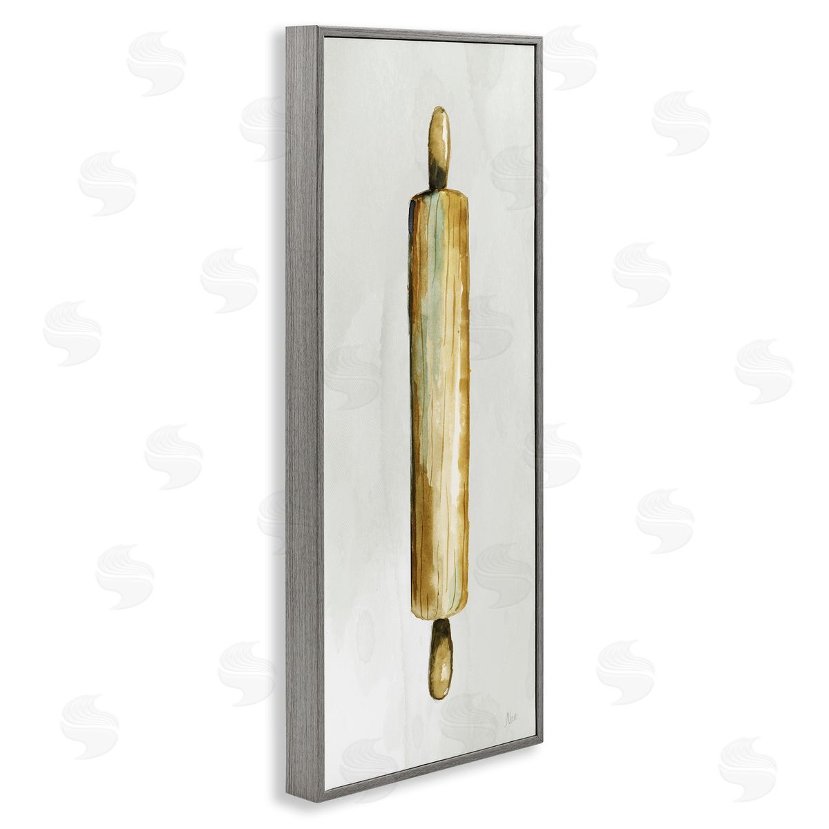 Rustic Rolling Pin Grey Frame Print Wall Art, Home Decor by Nan