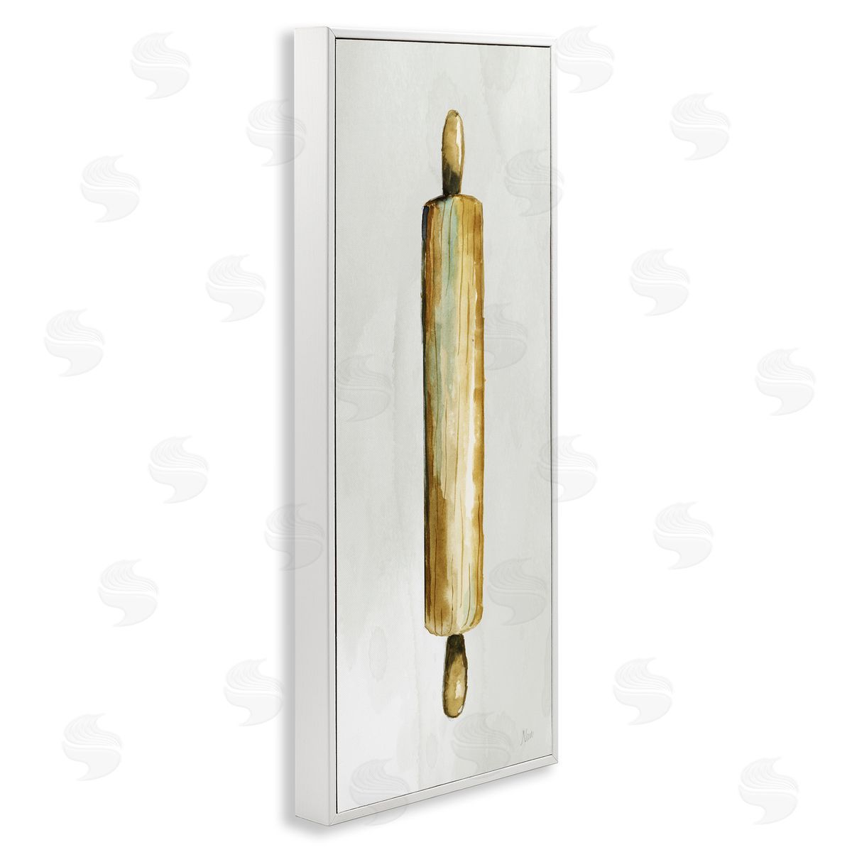 Rustic Rolling Pin White Frame Print Wall Art, Home Decor by Nan