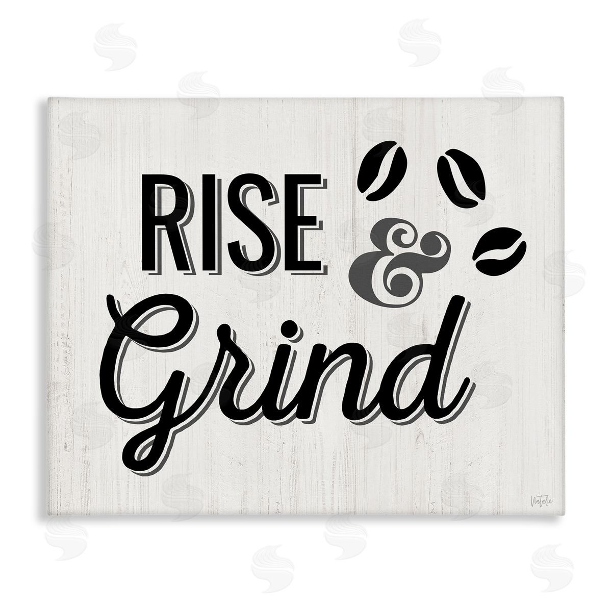 Rise & Grind Coffee Beans Canvas Wall Art, Home Decor by Natalie Carpentieri