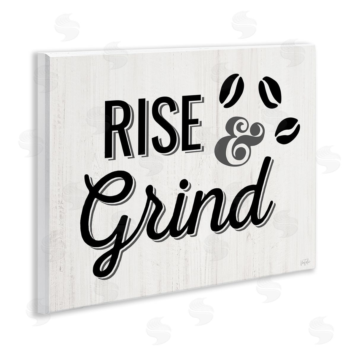 Rise & Grind Coffee Beans Wood Plaque Wall Art, Home Decor by Natalie Carpentieri
