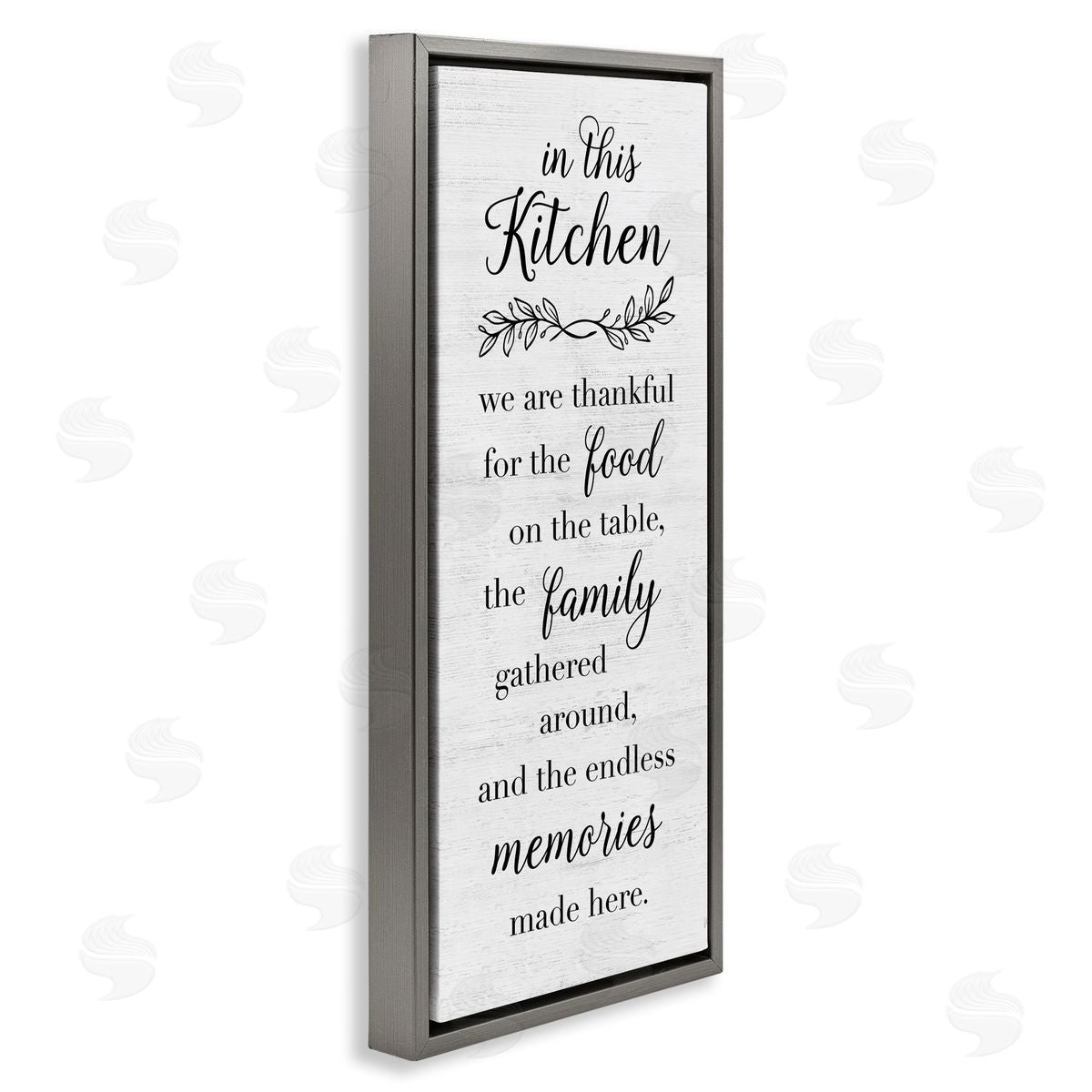 Kitchen Family Gratitude Grey Floating Frame Canvas Wall Art, Home Decor by Natalie Carpentieri