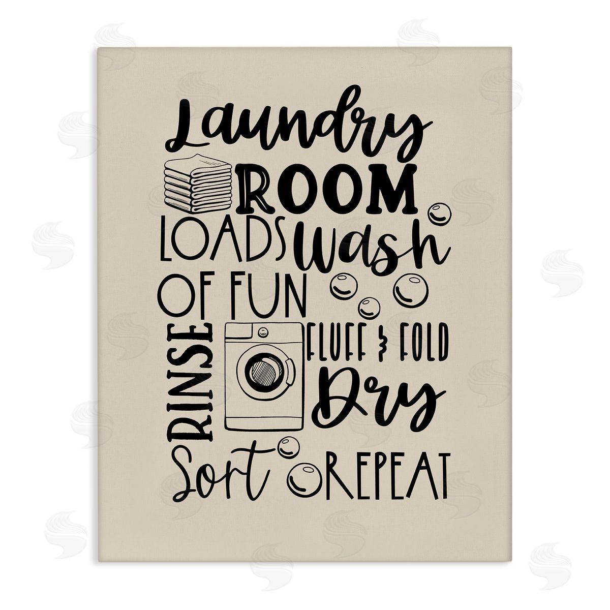 Laundry Phrases Mixed Typography Canvas Wall Art, Home Decor by Daniela Santiago