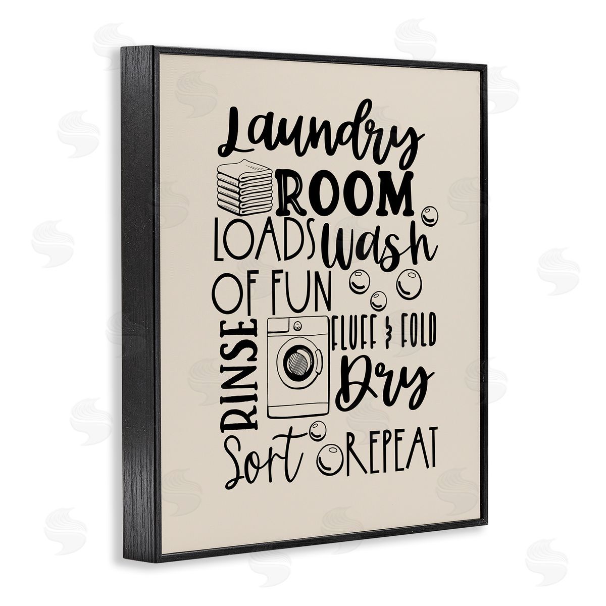 Laundry Phrases Mixed Typography Black Frame Print Wall Art, Home Decor by Daniela Santiago