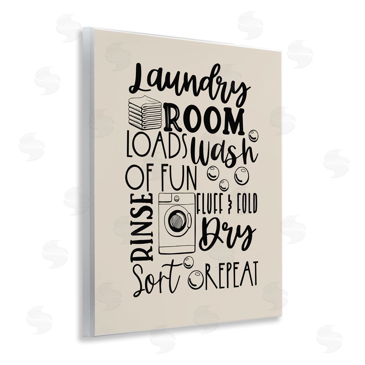 Laundry Phrases Mixed Typography Wood Plaque Wall Art, Home Decor by Daniela Santiago