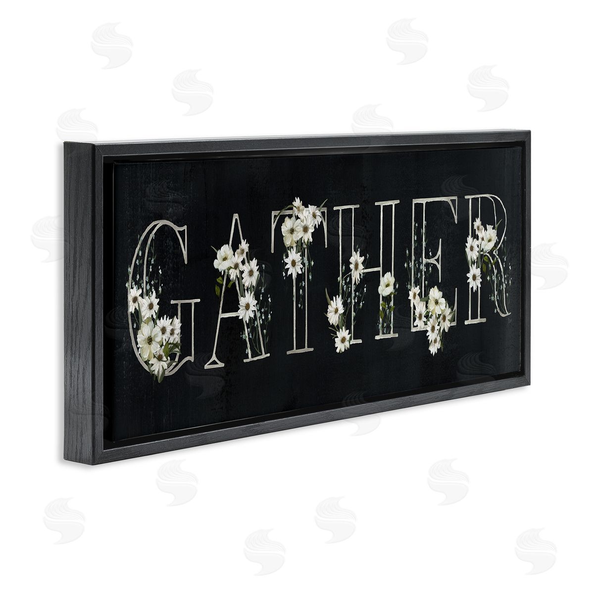 Chalkboard & Floral Gather Black Floating Frame Canvas Wall Art, Home Decor by Nan