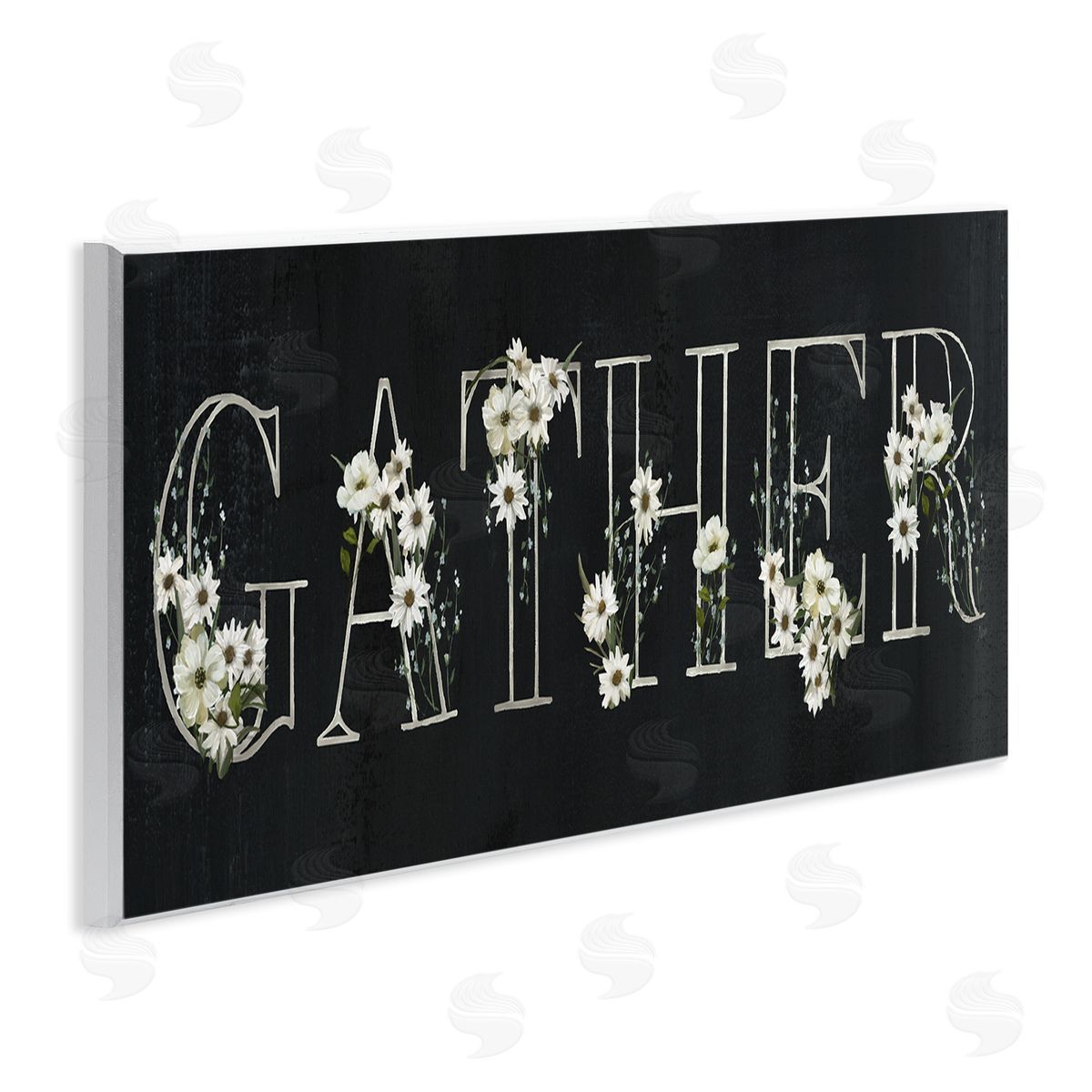 Chalkboard & Floral Gather Wood Plaque Wall Art, Home Decor by Nan