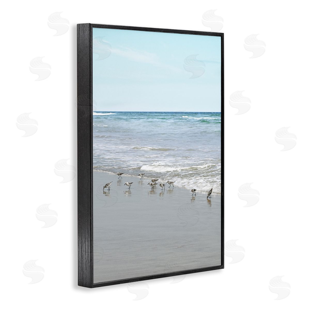 Energetic Beach Birds Black Frame Print Wall Art, Home Decor by Natalie Carpentieri