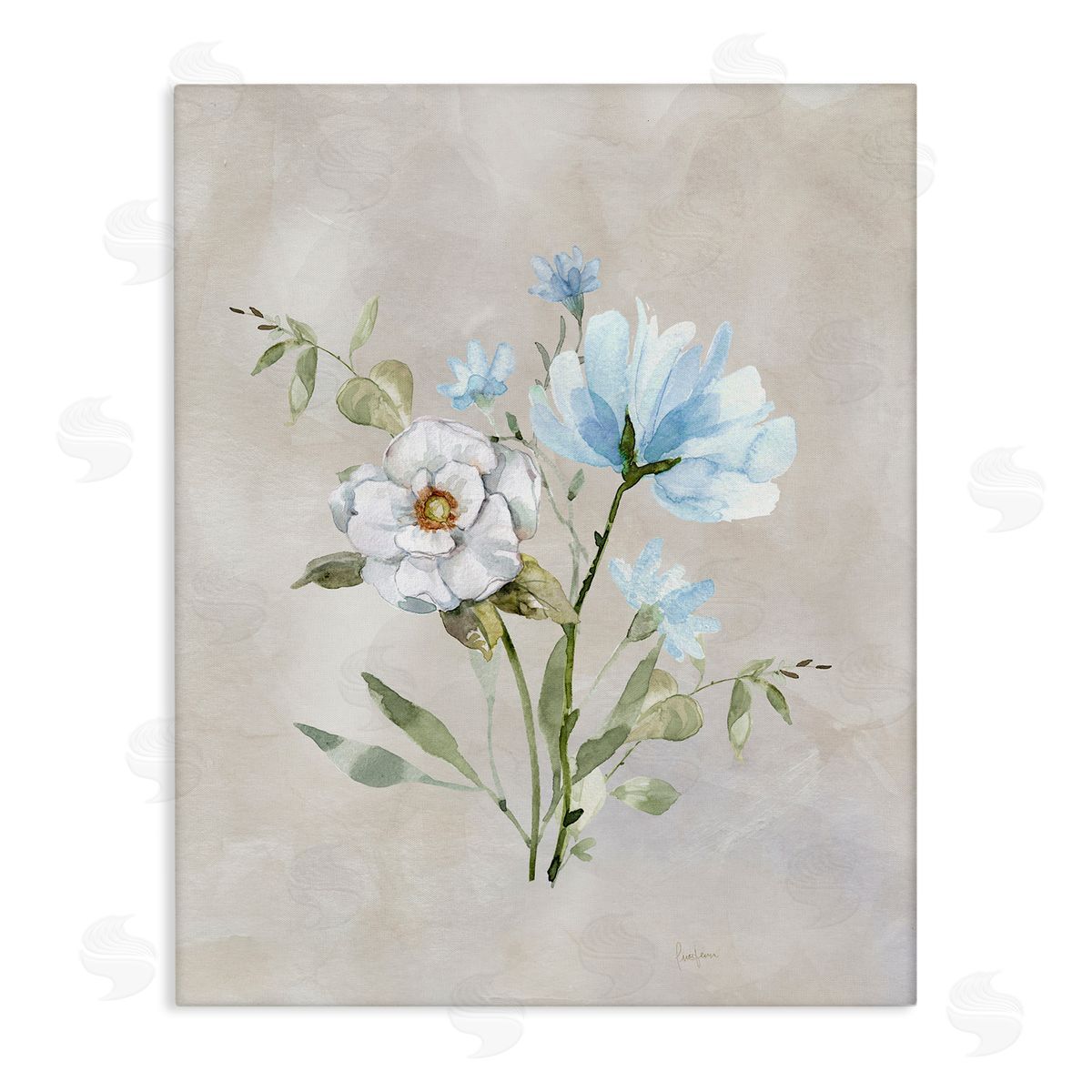 Blue & White Herbs Canvas Wall Art, Home Decor by Livi Finn