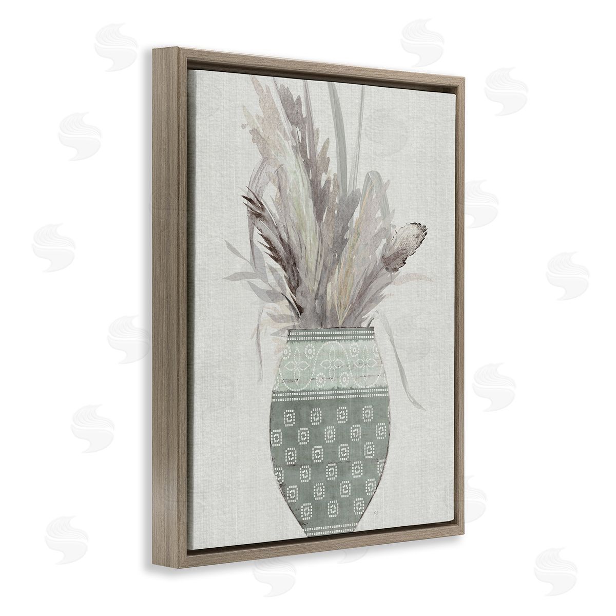 Natural Wheat Bouquet Brown Floating Frame Canvas Wall Art, Home Decor by Susan Jill