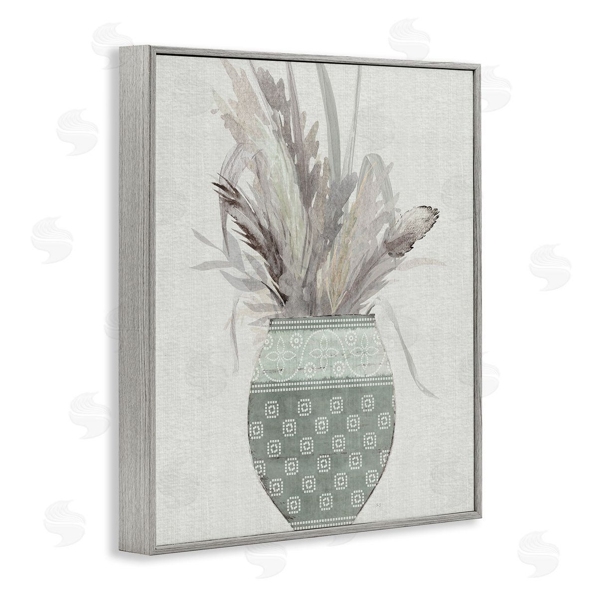 Natural Wheat Bouquet Grey Frame Print Wall Art, Home Decor by Susan Jill