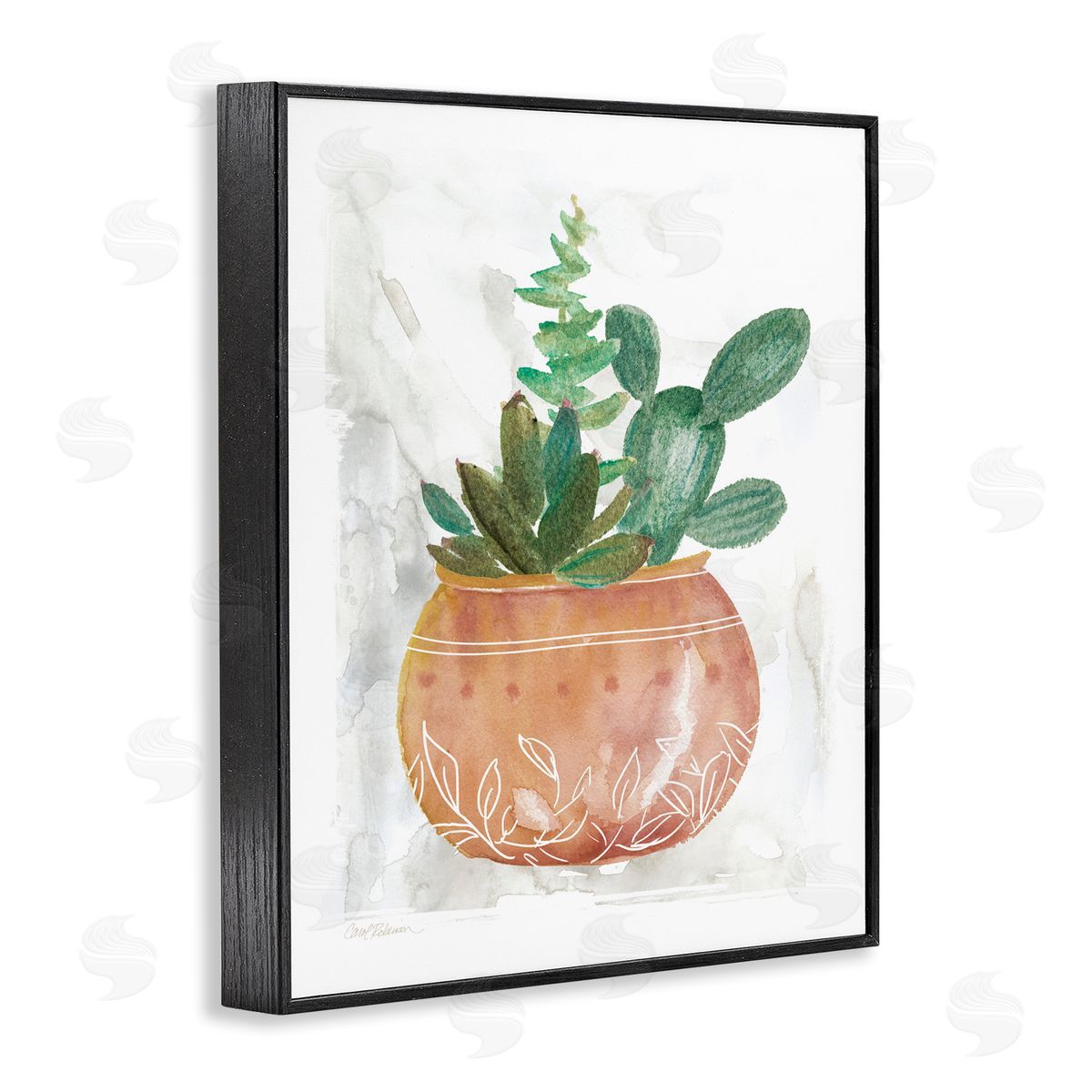 Succulent Planter Vase Black Frame Print Wall Art, Home Decor by Carol Robinson